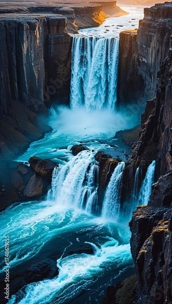 Fototapeta Landscape with waterfall