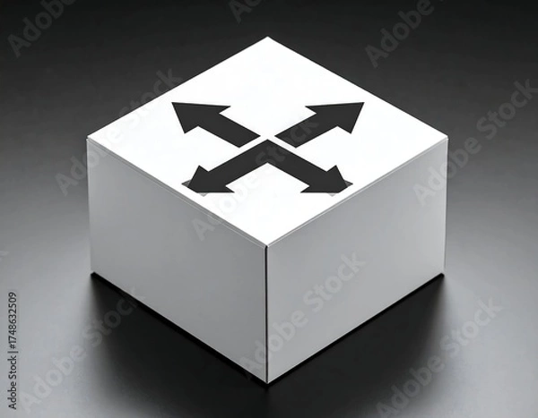 Obraz White box with black directional arrows