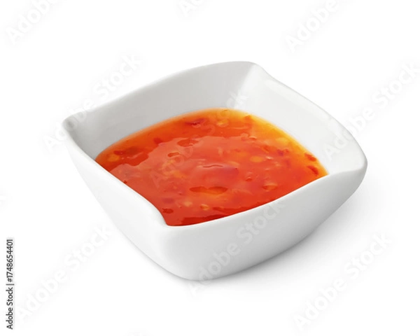 Fototapeta Sweet chilli sauce in bowl isolated on white background