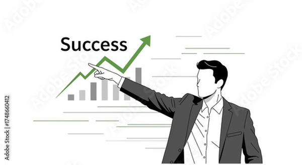 Fototapeta Successful Professional Pointing at Growth and Financial Progress Towards Positive Achievements