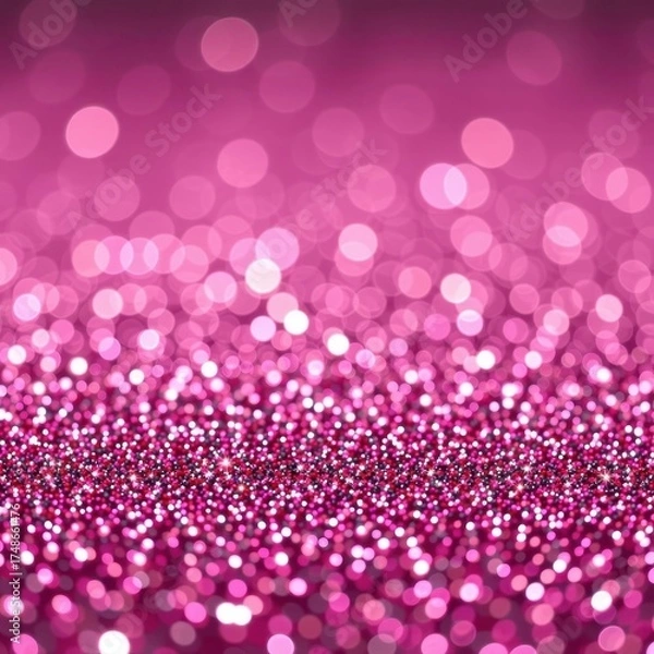 Fototapeta Shimmering hot pink glitter background with sparkling texture, perfect for feminine designs and celebratory projects, pink background, glitter texture