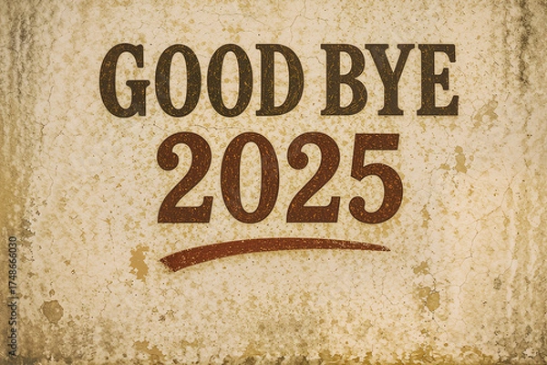Fototapeta Goodbye 2025 Message on Vintage Textured Background
