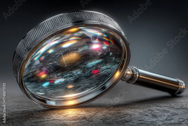 Fototapeta Realistic Vector Illustration of a Magnifying Glass Isolated on White Background