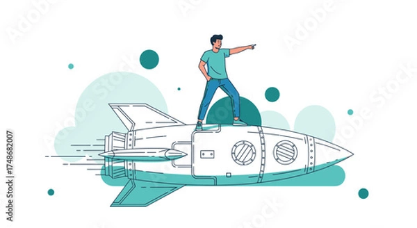 Obraz Visionary Leads The Way, Achieving Spacefaring Dreams With Bold Innovation And Adventure