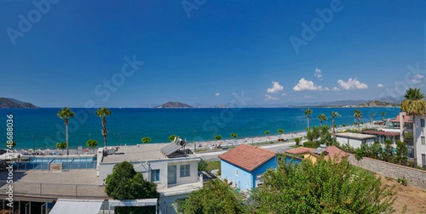 Fototapeta Türkiye. Fethiye. Daytime panorama of the bay from a hotel balcony.