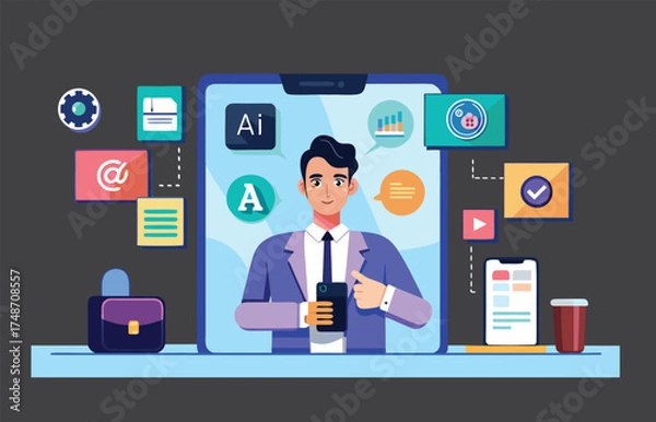 Fototapeta Artificial Intelligence Apps Integration 