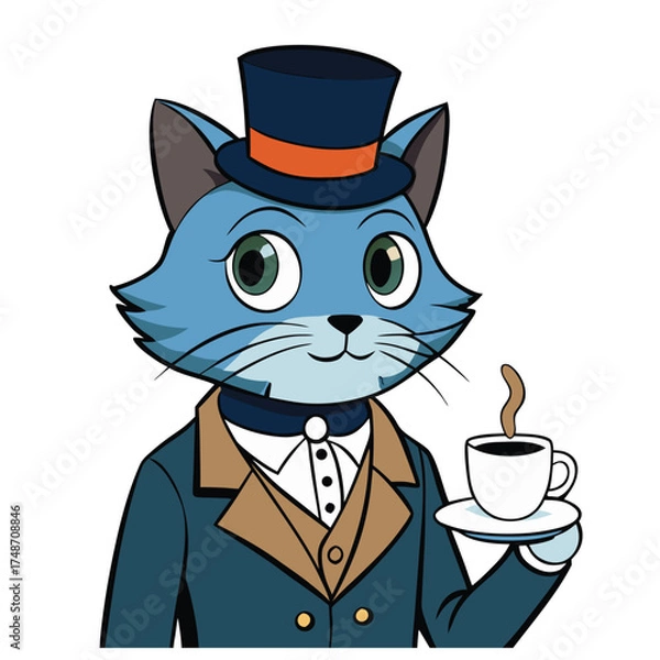 Obraz Anthropomorphic Cat in Suit Vector