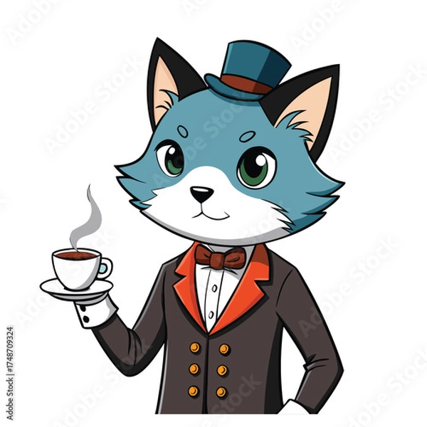 Fototapeta Anthropomorphic Cat in Suit Vector