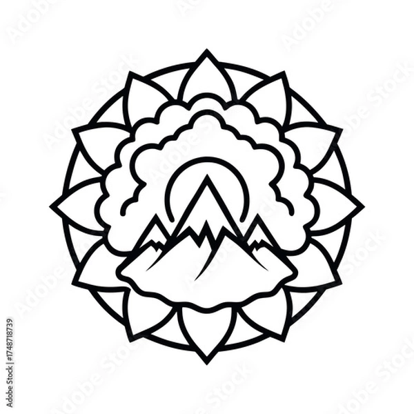 Fototapeta Mountain Cloud Mandala Pattern