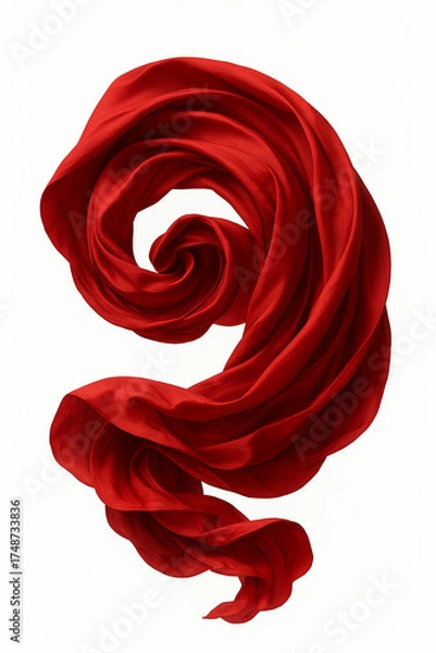 Fototapeta red fabric twisted into a spiral, background