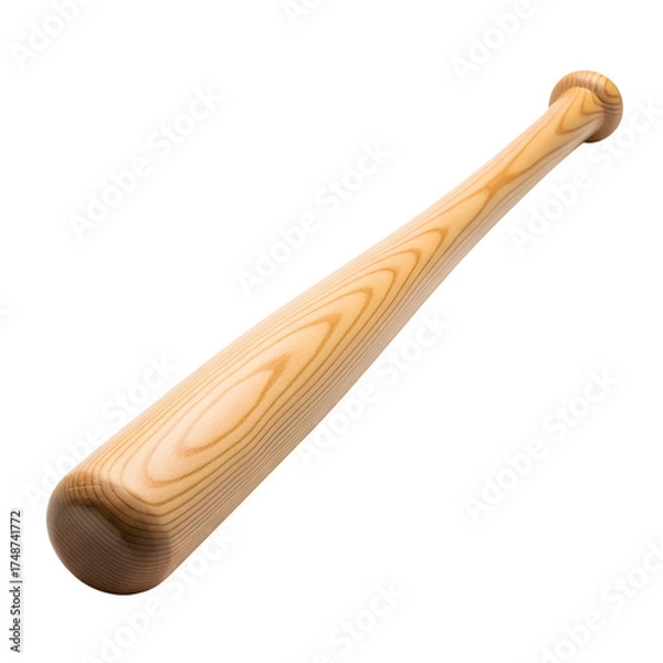 Fototapeta Wooden baseball bat isolated on transparent background, a classic sporting equipment for hitting a ball in game