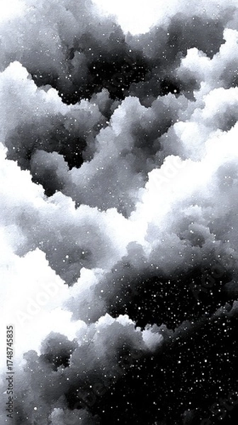 Obraz abstract clouds with a gradient and starry background at twilight