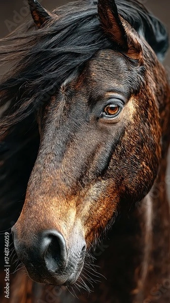 Obraz Majestic horse portrait captures the beauty and strength of nature in close-up view