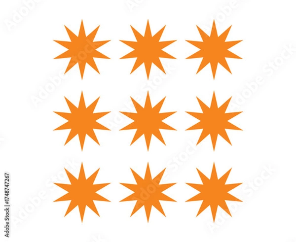 Fototapeta Star Shape Collection Orange Elements Creative Design Vector Illustration