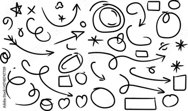 Obraz Hand drawn doodle elements arrows circles and shapes for design use