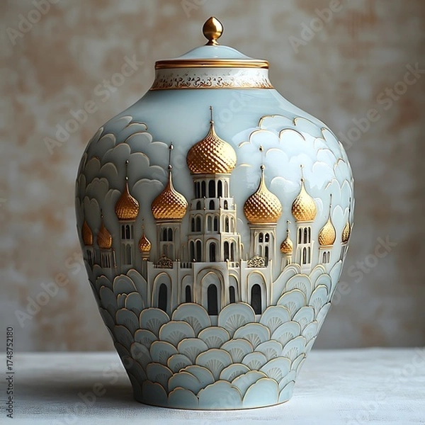 Fototapeta classic gold botanical ceramic high resolution picture