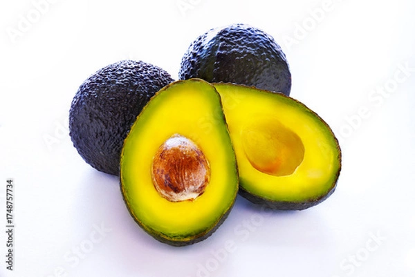 Obraz avocado isoated on white background.