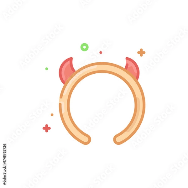 Obraz Cute devil horn headband accessory with colorful dots and crosses on a transparent background simple line art illustration for party themes