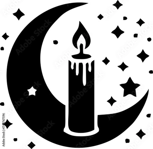 Obraz Beautiful Ramadan Candle with Soft Glow for Peaceful Spiritual Decoration