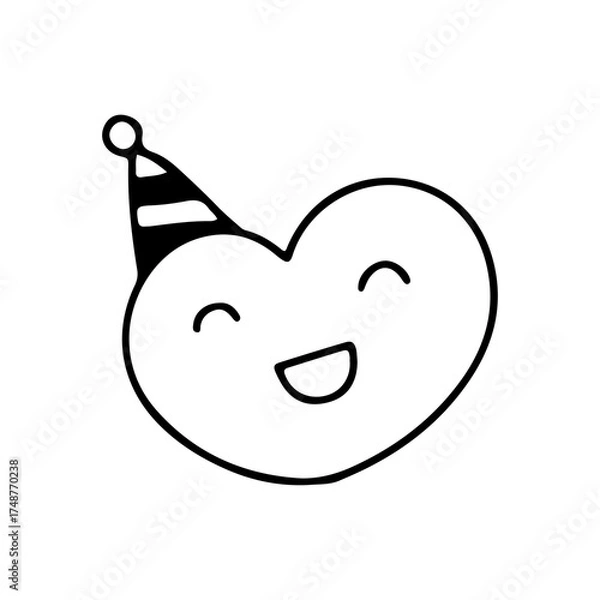 Fototapeta A Cheerful Heart Shaped Character Wearing A Party Hat On A Transparent Background