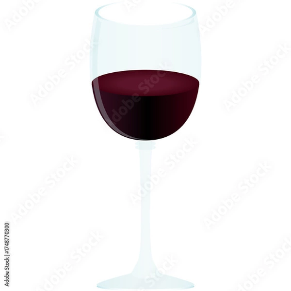 Fototapeta A clear glass goblet filled with deep red wine isolated on a white background highlighting the rich color and texture of the alcoholic beverage.