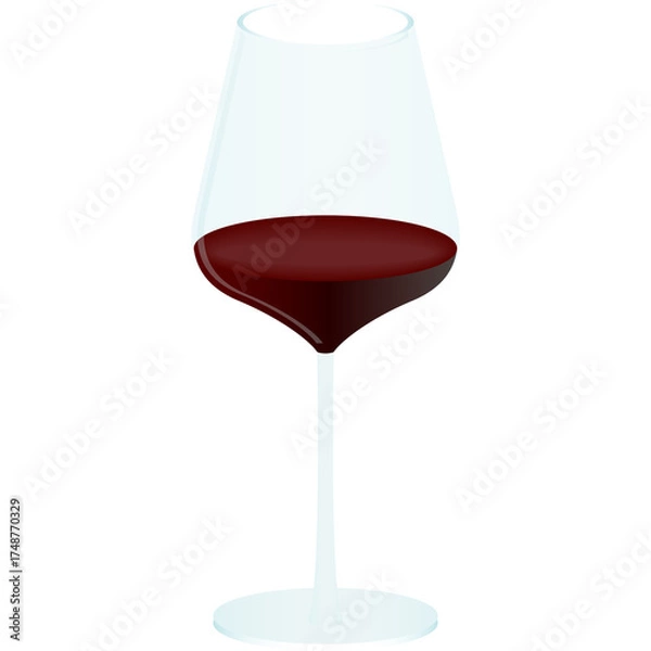 Fototapeta A Clear Glass Stemware Filled With Deep Red Wine With A Transparent Background Isolated On White