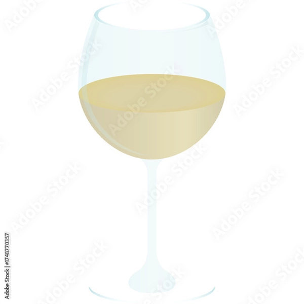 Fototapeta A clear wine glass filled with pale yellow wine stands on a transparent background, showcasing the delicate curve of the glass and the subtle gradient of the liquid
