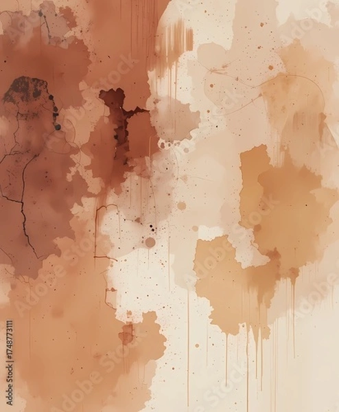 Obraz Warm Earthy Watercolor Texture. Brown and Terracotta Natural Abstract Background