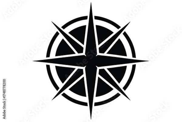 Obraz compass rose silhouette vector art