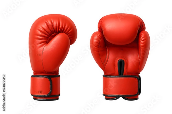 Obraz Pair of red boxing gloves isolated on transparent background
