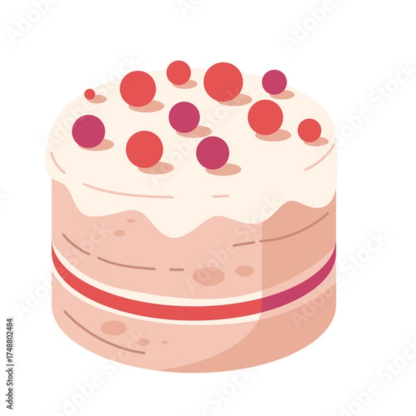 Fototapeta Pixelated Layered Cake With Red Berries on Transparent Background