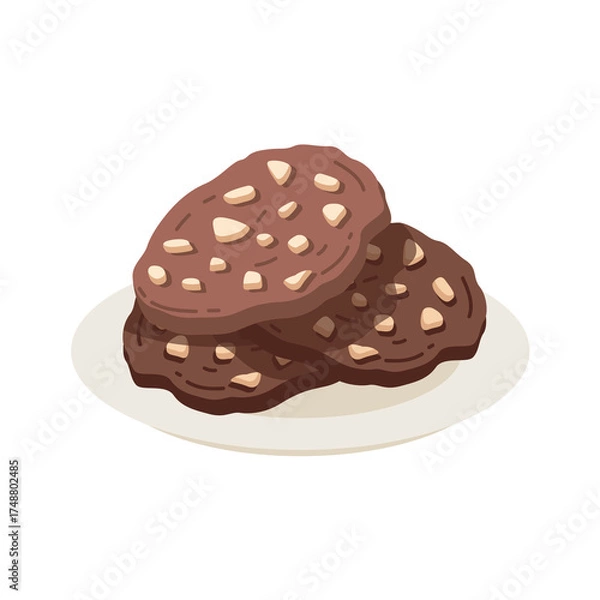 Fototapeta Pixelated Chocolate Chip Cookies on Plate against Transparent Background
