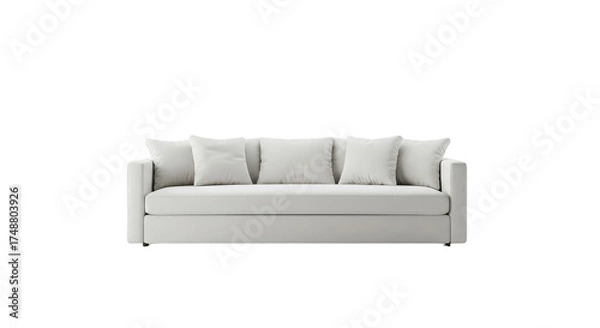 Obraz Isolated White Sofa With Cushions Realistic Photo
