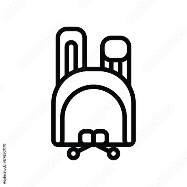 Fototapeta Simple Outline Icon of a Backpack with Wheels on a Transparent Background Perfect for Graphic Design and Iconography Applications
