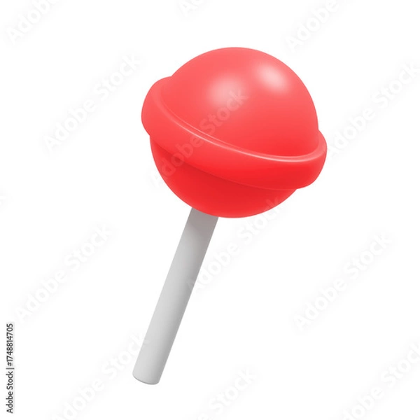 Fototapeta Red Round Lollipop Candy on a White Stick on a Transparent Background with Soft Lighting Ideal for Childrens Treats and Sweet Confections