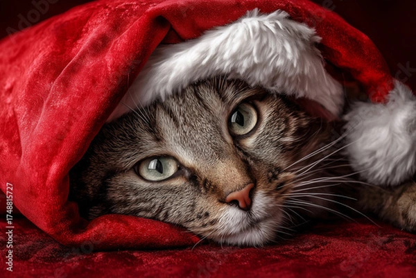 Obraz cat in santa hat