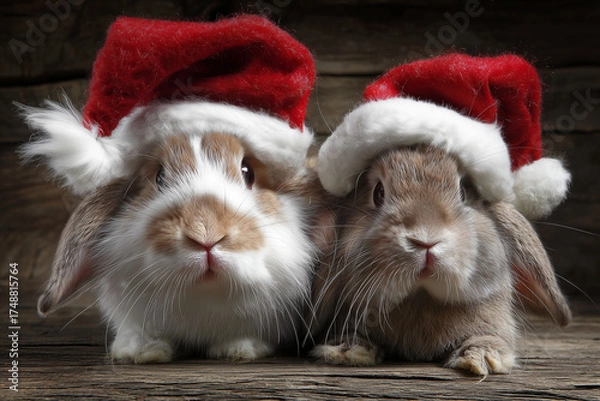 Obraz rabbit in santa hat