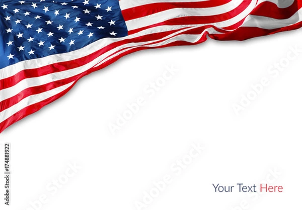 Obraz American Flag na białym tle