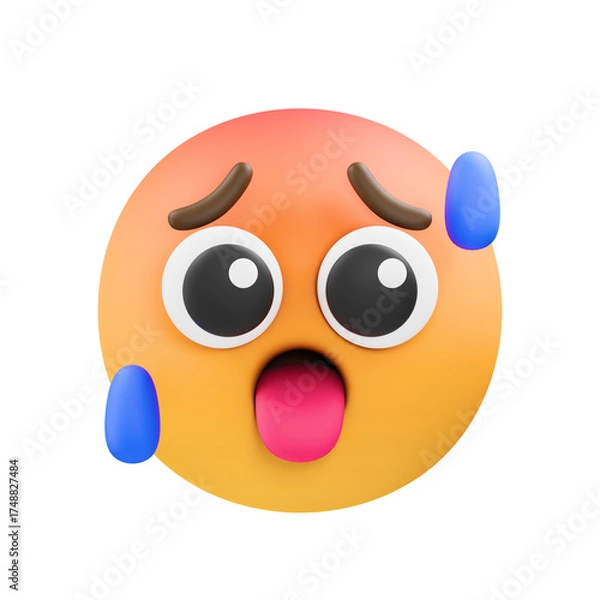 Fototapeta Emoticon With Exaggerated Expression Of Distress And Sweating On Transparent Background