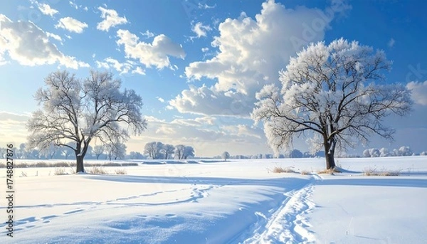 Obraz Winter Landscape with Snowy Trees.