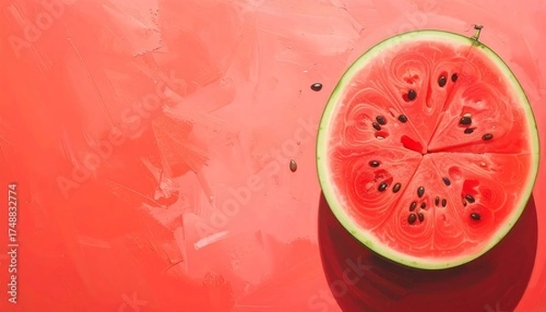 Obraz Close Up Watermelon Slice on Pink Background.