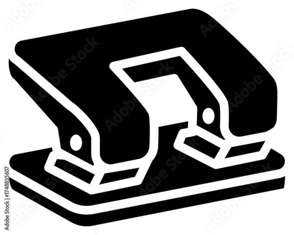 Fototapeta Silhouette Vector of hole puncher. Black Hole punch or punch machine. kangaroo paper punch machine. Solid vector of Office Paper Hole Puncher. Punch machine icon silhouette vector illustration