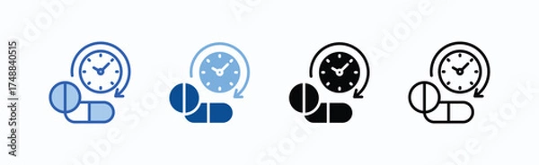 Obraz Pill Dosage Icon Sheet Multiple Style Collection Isolated Vector