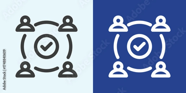 Fototapeta Collaboration Icon Set in Black and White Outline Style