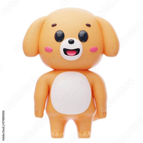 Obraz Happy Dog Character 3D Illustration.