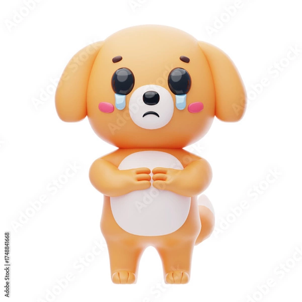 Fototapeta Crying Dog Character 3D Illustration.
