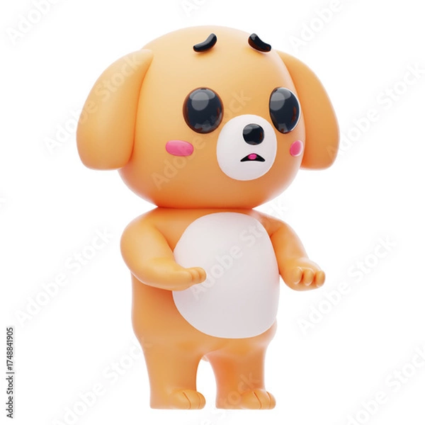 Fototapeta Scared Dog Character 3D Illustration.