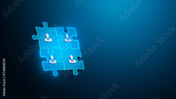 Fototapeta Business team puzzle concept featuring businessperson icons representing collaboration teamwork organization human resources and corporate structure
