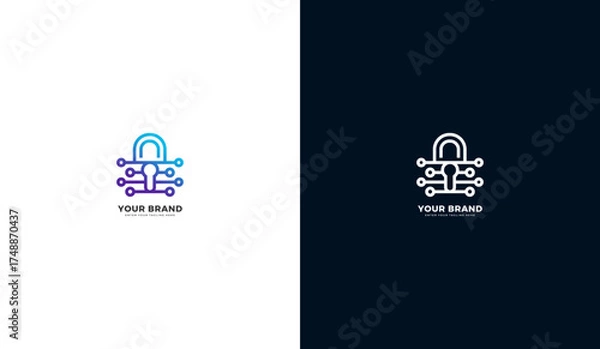 Obraz Technology padlock logo, techno padlock icon