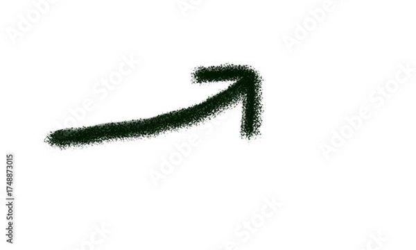 Fototapeta Simple black arrow pointing upward and to the right with a green tip against a clean white backdrop. isolated on transparent background